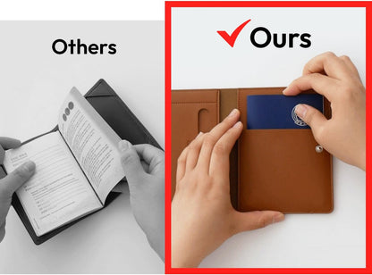 Premium RFID Blocking Leather Passport Holder & Wallet – Fog Blue | Family Travel Document Organizer – for 2 Passports, Cards, Boarding Passes & Travel Essentials