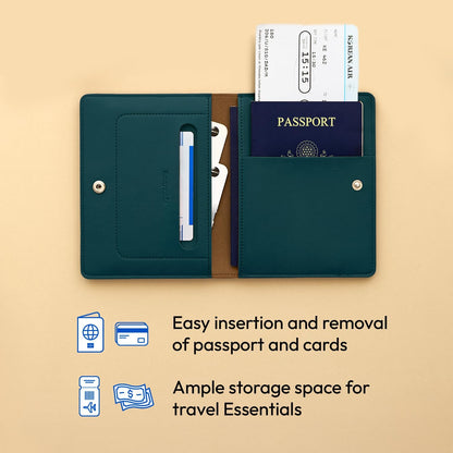 Premium RFID Blocking Leather Passport Holder & Wallet – Fog Blue | Family Travel Document Organizer – for 2 Passports, Cards, Boarding Passes & Travel Essentials