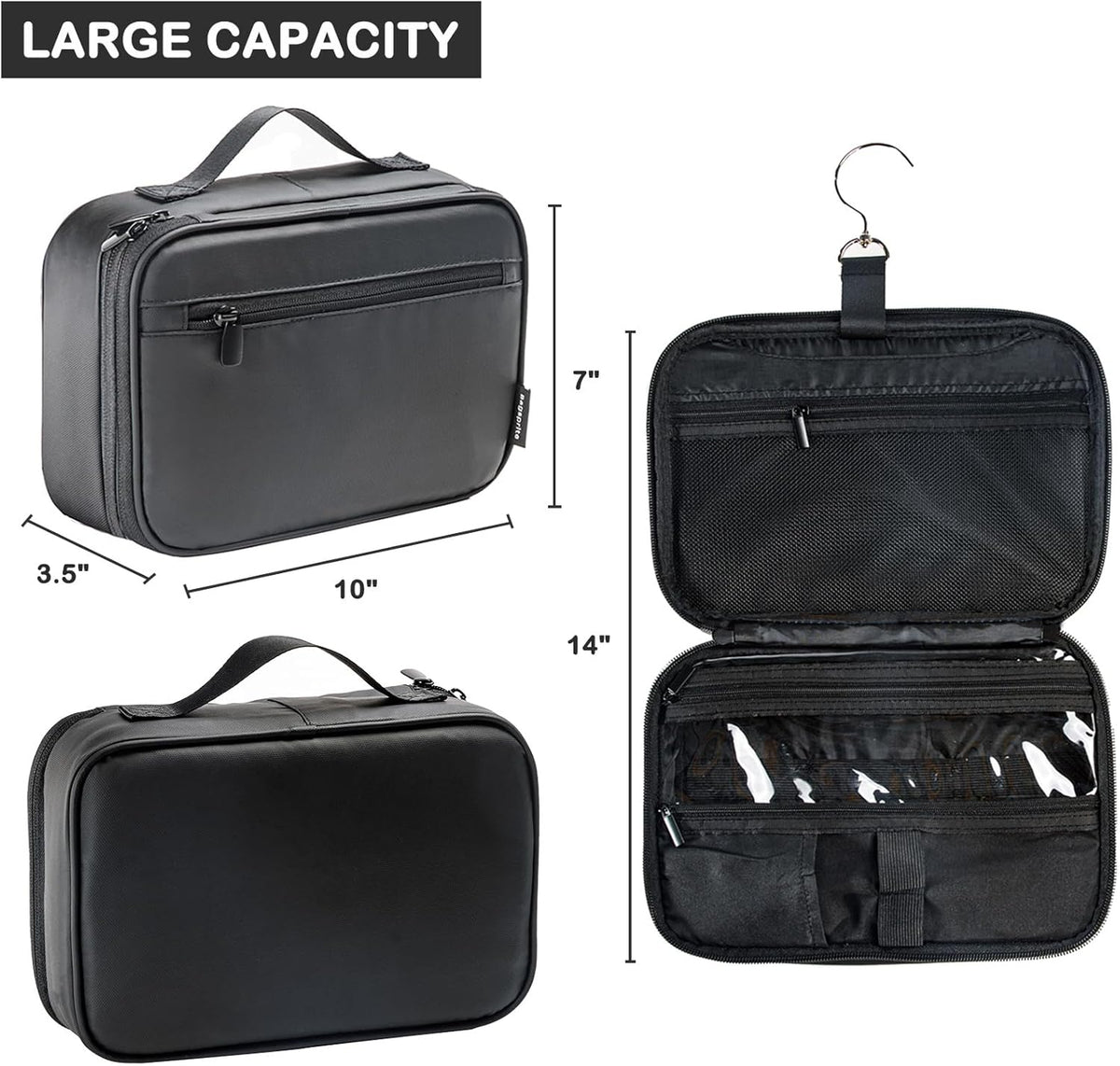 Large Hanging Toiletry Bag for Men and Women - Water-Resistant Travel Toiletry Bag - Makeup Cosmetic Bag Travel Organizer for Accessories, Shampoo, Full-size Container
