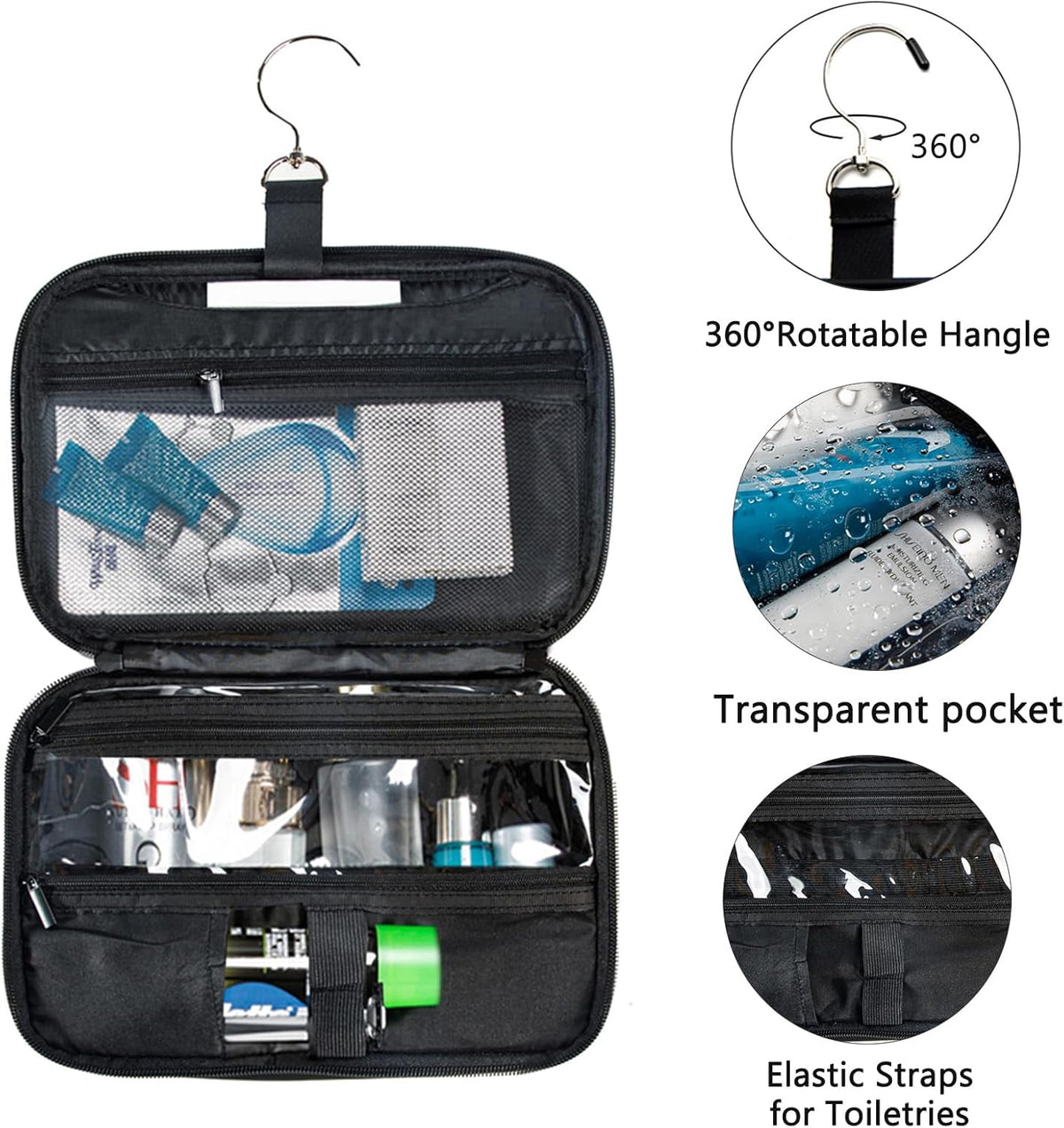 Large Hanging Toiletry Bag for Men and Women - Water-Resistant Travel Toiletry Bag - Makeup Cosmetic Bag Travel Organizer for Accessories, Shampoo, Full-size Container