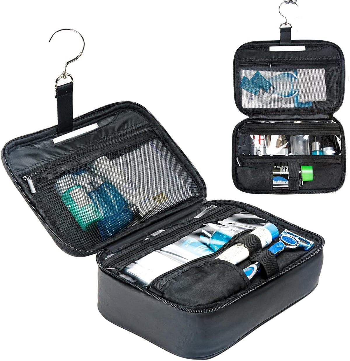 Large Hanging Toiletry Bag for Men and Women - Water-Resistant Travel Toiletry Bag - Makeup Cosmetic Bag Travel Organizer for Accessories, Shampoo, Full-size Container