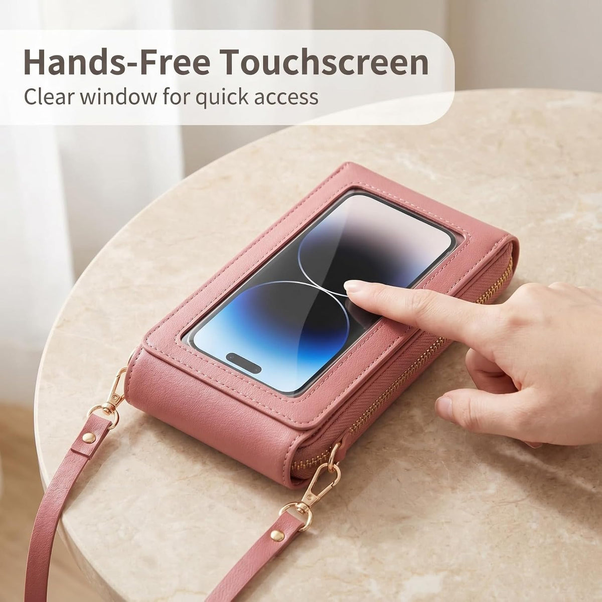 Gx Beauty Touchscreen Phone Crossbody Bag for Women, Anti-Theft Leather Bag for Travel Daily