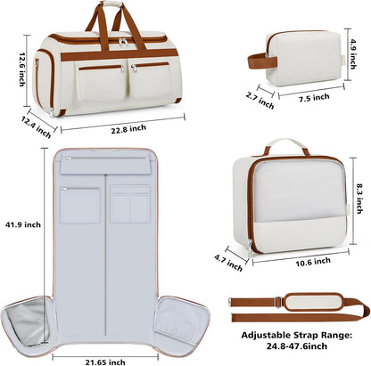Convertible Garment Duffel Bags for Travel - Carry on Garment Duffle with Toiletry Bag Storage Bag Large Travel Duffel Bag 2 in 1 Hanging Suit Bag Weekender Bag for Men Women 3pcs Set