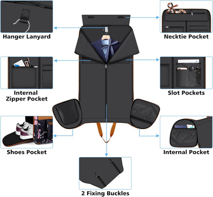 Convertible Garment Duffel Bags for Travel - Carry on Garment Duffle with Toiletry Bag Storage Bag Large Travel Duffel Bag 2 in 1 Hanging Suit Bag Weekender Bag for Men Women 3pcs Set