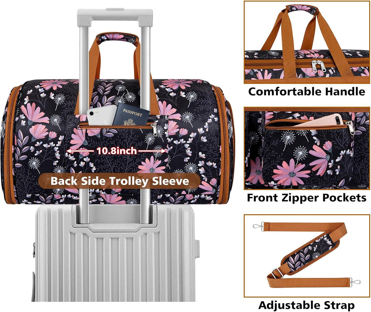 Convertible Garment Duffel Bags for Travel - Carry on Garment Duffle with Toiletry Bag Storage Bag Large Travel Duffel Bag 2 in 1 Hanging Suit Bag Weekender Bag for Men Women 3pcs Set