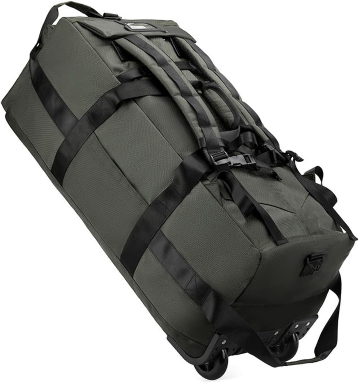 Rolling Duffle Bag with Wheels, 80L 28” Folding Duffle Backpack Soft-Sided with 2 Wheels, 6-way Carry-On Large Travel Bag Men/Women Multiple Pockets for Long Trip, Black