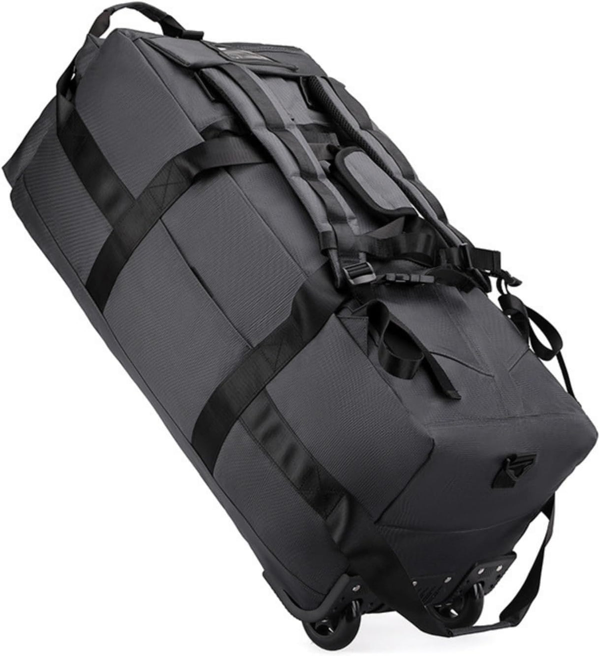 Rolling Duffle Bag with Wheels, 80L 28” Folding Duffle Backpack Soft-Sided with 2 Wheels, 6-way Carry-On Large Travel Bag Men/Women Multiple Pockets for Long Trip, Black