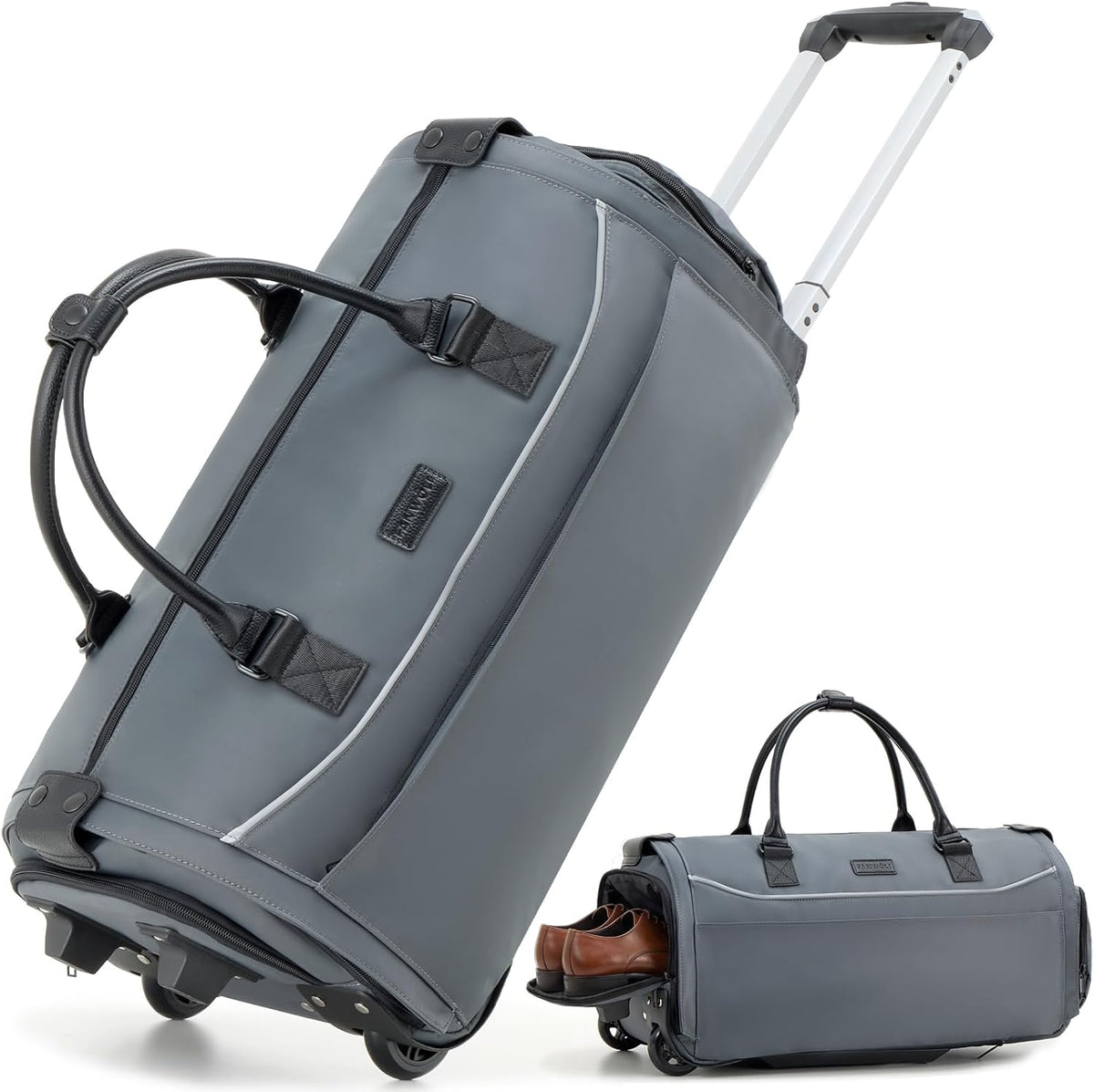 Carry On Rolling Garment Bag With Wheels, TSA Approved Airline Compliant Suit Luggage, Convertible Wrinkle-Free Garment Duffle Bag For Travel, Business & Wedding Suit Carrier Weekender(Black)