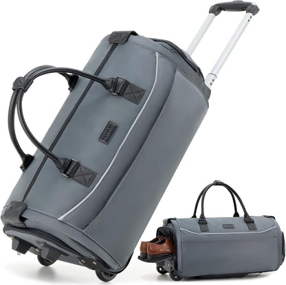 Carry On Rolling Garment Bag With Wheels, TSA Approved Airline Compliant Suit Luggage, Convertible Wrinkle-Free Garment Duffle Bag For Travel, Business & Wedding Suit Carrier Weekender(Black)