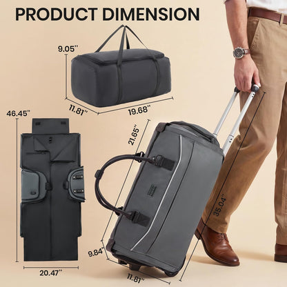 Carry On Rolling Garment Bag With Wheels, TSA Approved Airline Compliant Suit Luggage, Convertible Wrinkle-Free Garment Duffle Bag For Travel, Business & Wedding Suit Carrier Weekender(Black)