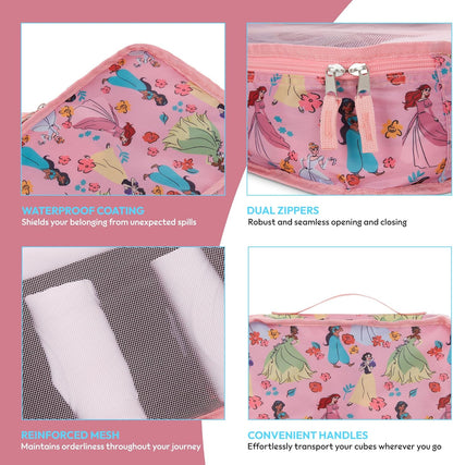 Minnie Mickey Stitch Packing Cubes - Winnie the Pooh, Princess Cinderella, Cars, Toy Story 5 Piece Packing Cubes Compression - Travel Essential - Luggage Suitcase Organizer Set