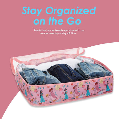 Minnie Mickey Stitch Packing Cubes - Winnie the Pooh, Princess Cinderella, Cars, Toy Story 5 Piece Packing Cubes Compression - Travel Essential - Luggage Suitcase Organizer Set