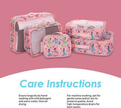 Minnie Mickey Stitch Packing Cubes - Winnie the Pooh, Princess Cinderella, Cars, Toy Story 5 Piece Packing Cubes Compression - Travel Essential - Luggage Suitcase Organizer Set