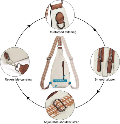 Crossbody Bags for Women Men,Leather Sling Bag Cross Body Backpack for Woman Gifts for Women Birthday Unique