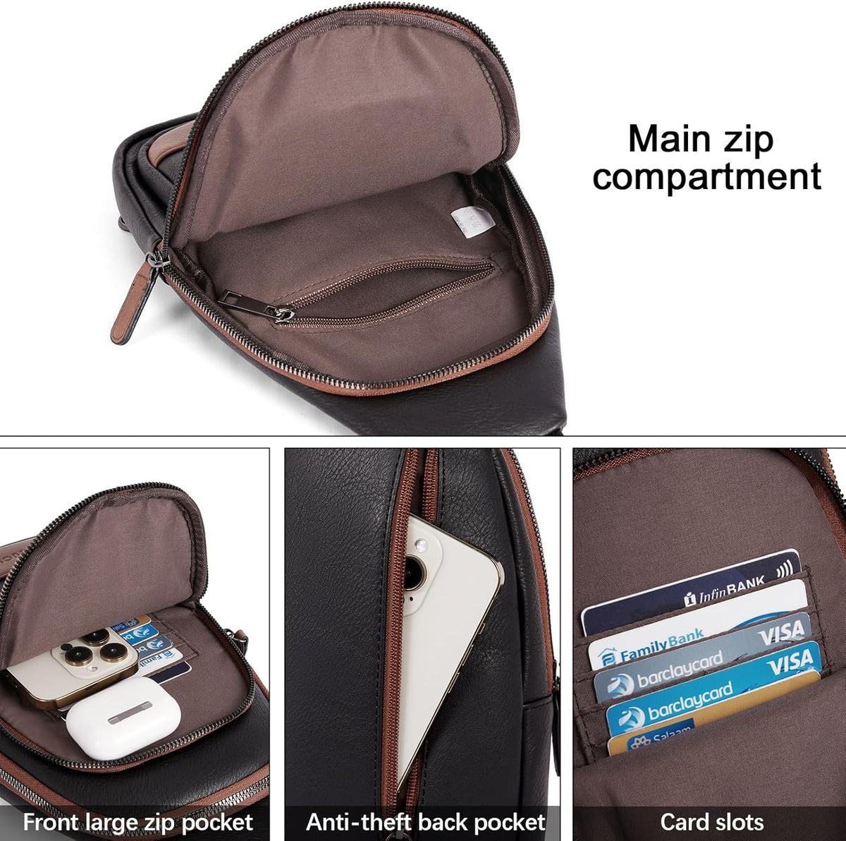 Crossbody Bags for Women Men,Leather Sling Bag Cross Body Backpack for Woman Gifts for Women Birthday Unique