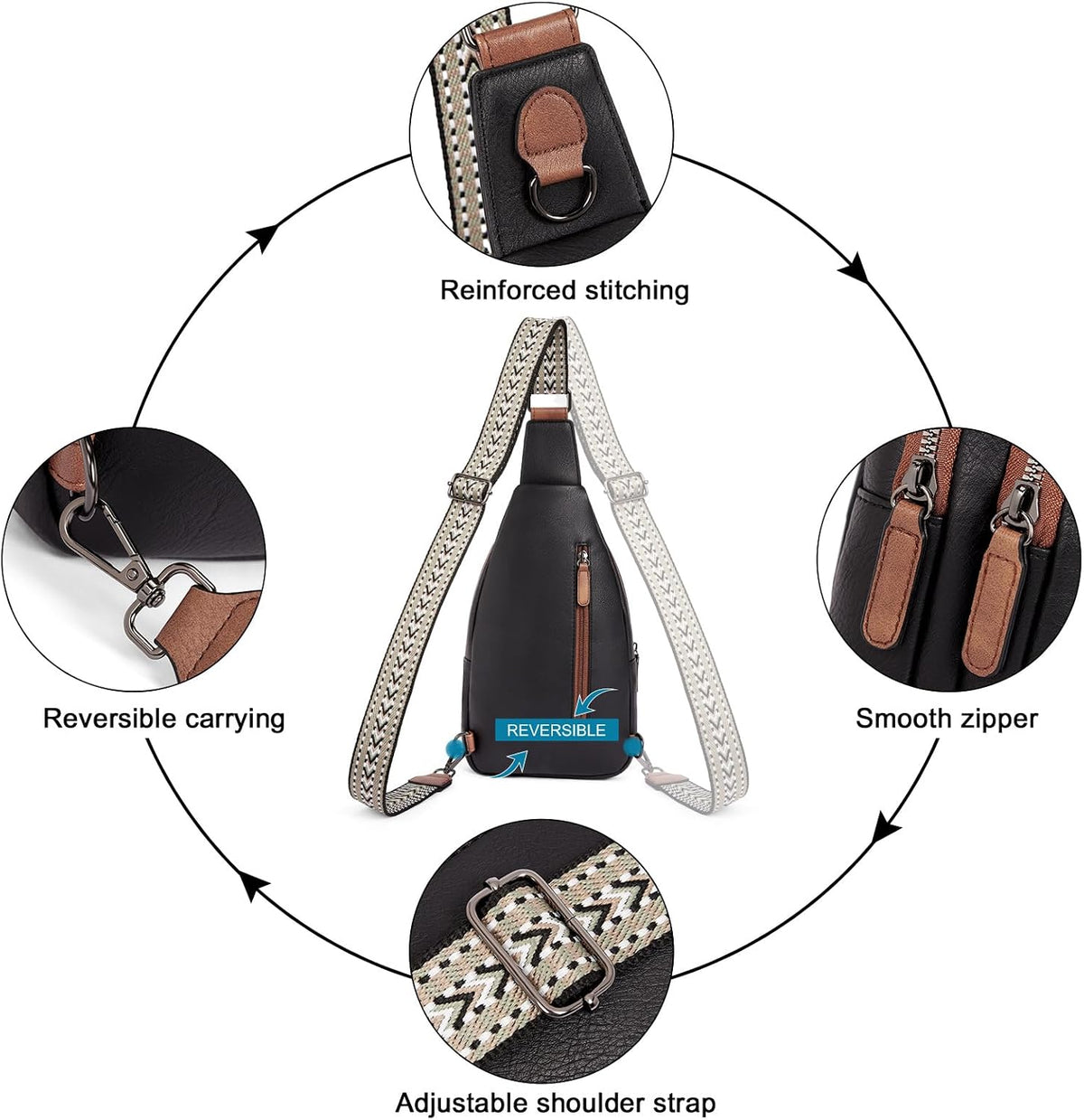 Crossbody Bags for Women Men,Leather Sling Bag Cross Body Backpack for Woman Gifts for Women Birthday Unique