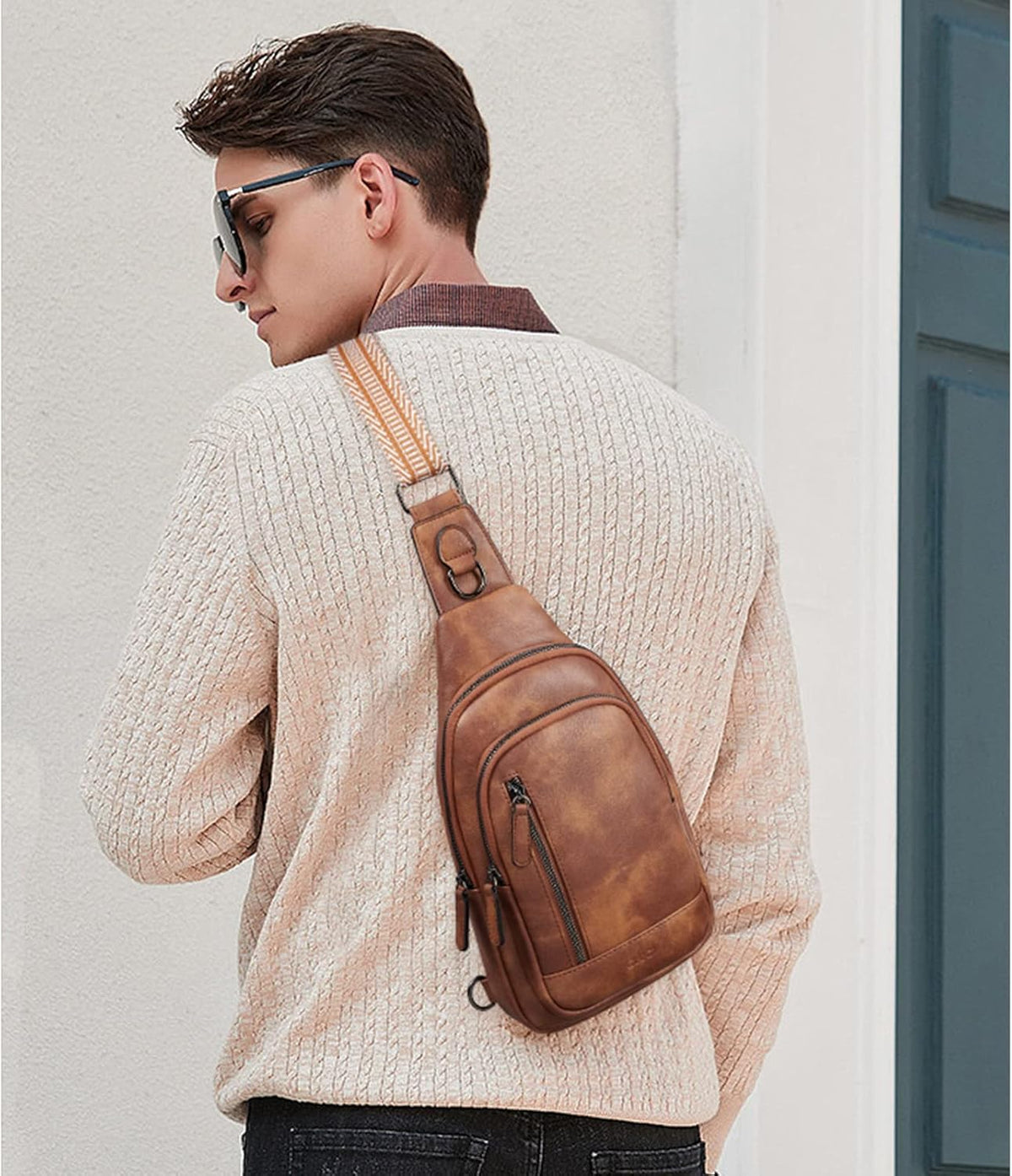 Crossbody Bags for Women Men,Leather Sling Bag Cross Body Backpack for Woman Gifts for Women Birthday Unique