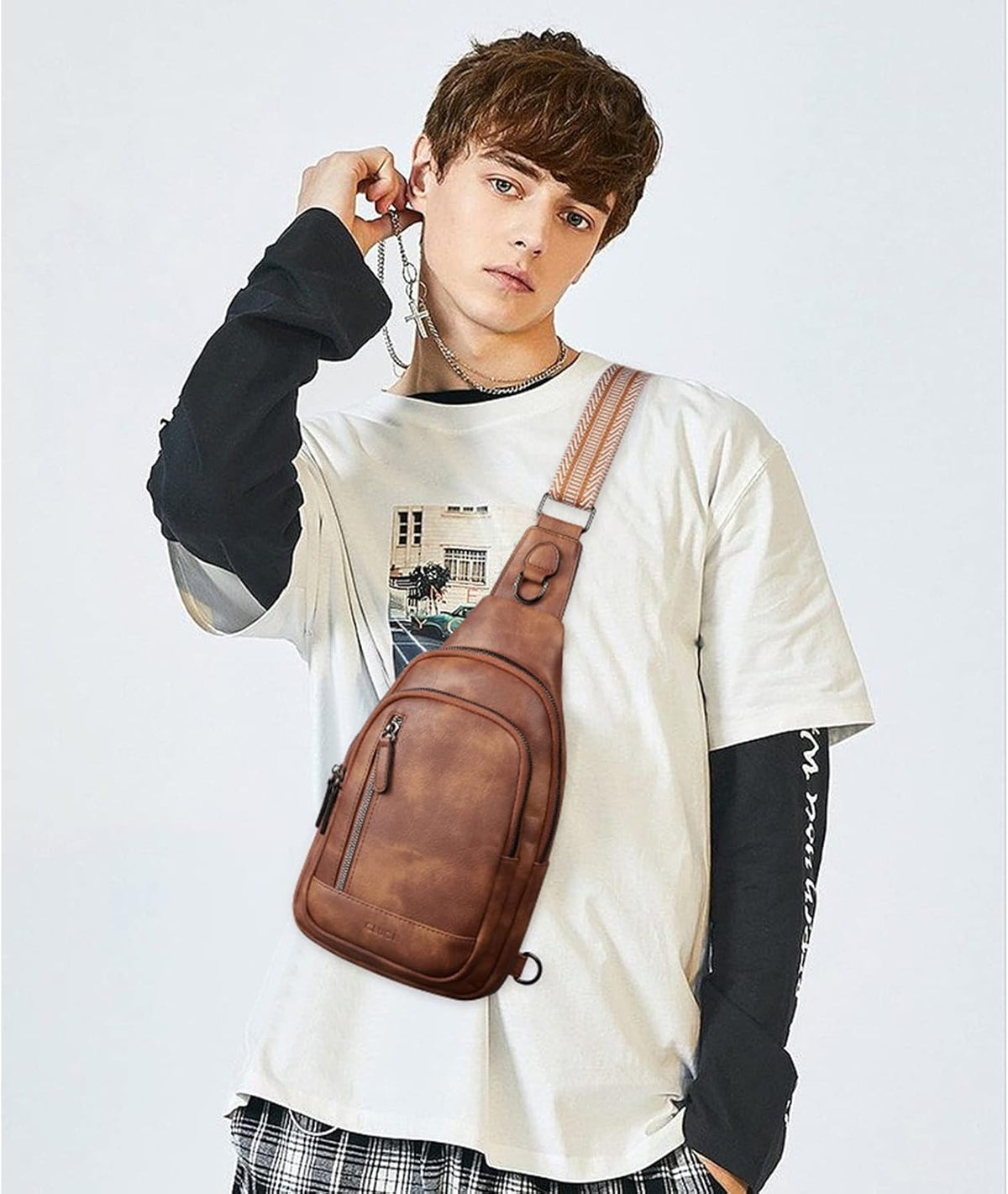 Crossbody Bags for Women Men,Leather Sling Bag Cross Body Backpack for Woman Gifts for Women Birthday Unique