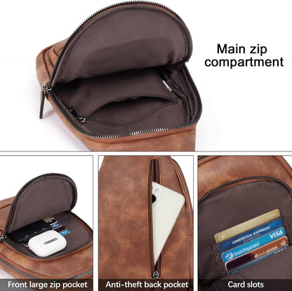 Crossbody Bags for Women Men,Leather Sling Bag Cross Body Backpack for Woman Gifts for Women Birthday Unique