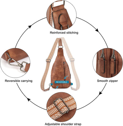 Crossbody Bags for Women Men,Leather Sling Bag Cross Body Backpack for Woman Gifts for Women Birthday Unique