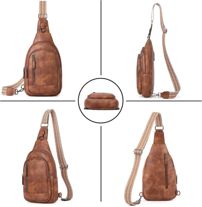 Crossbody Bags for Women Men,Leather Sling Bag Cross Body Backpack for Woman Gifts for Women Birthday Unique