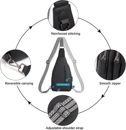 Crossbody Bags for Women Men,Leather Sling Bag Cross Body Backpack for Woman Gifts for Women Birthday Unique