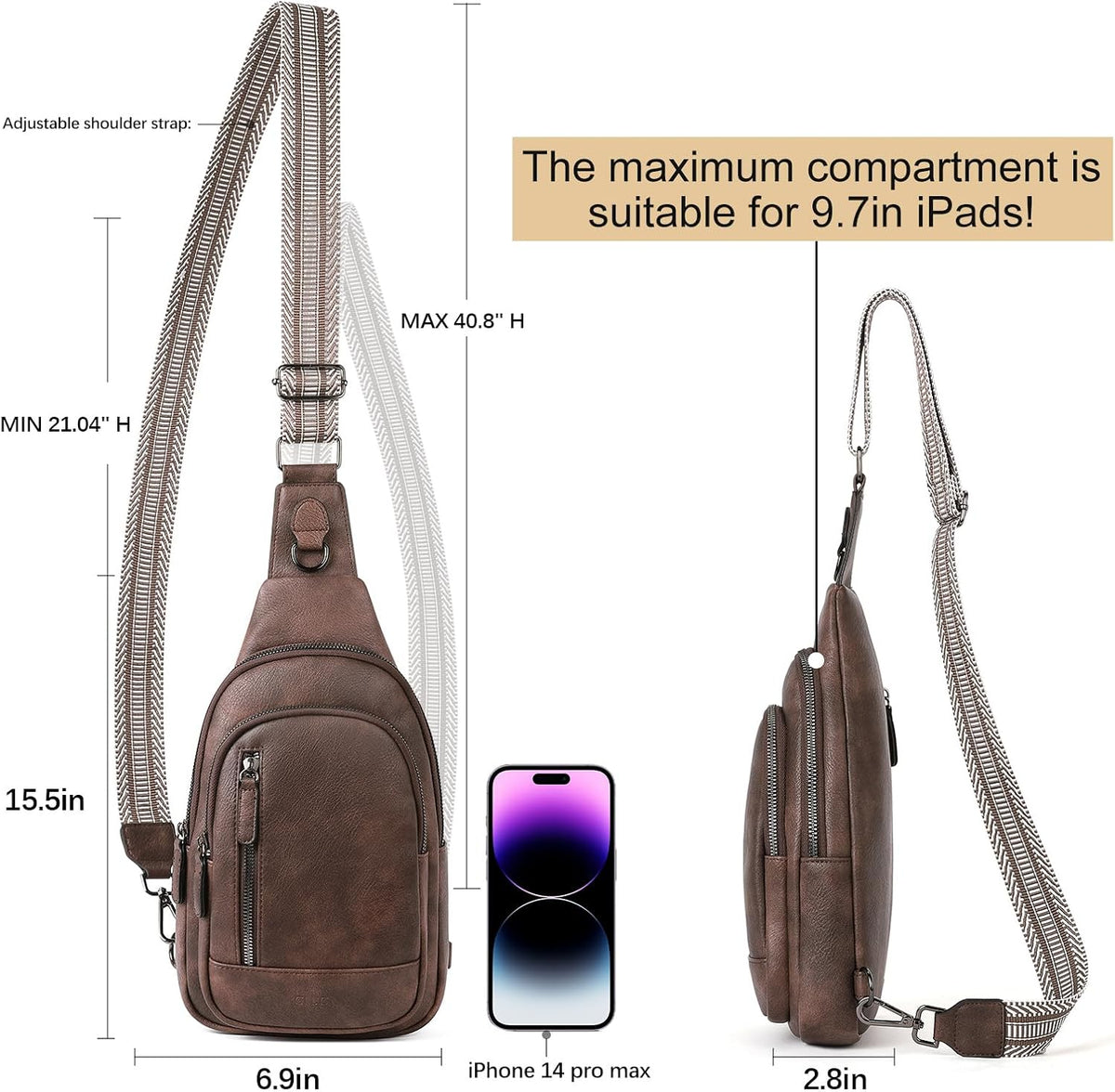 Crossbody Bags for Women Men,Leather Sling Bag Cross Body Backpack for Woman Gifts for Women Birthday Unique