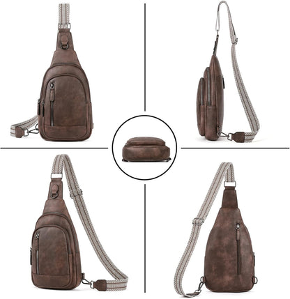 Crossbody Bags for Women Men,Leather Sling Bag Cross Body Backpack for Woman Gifts for Women Birthday Unique