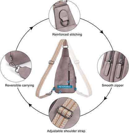 Crossbody Bags for Women Men,Leather Sling Bag Cross Body Backpack for Woman Gifts for Women Birthday Unique