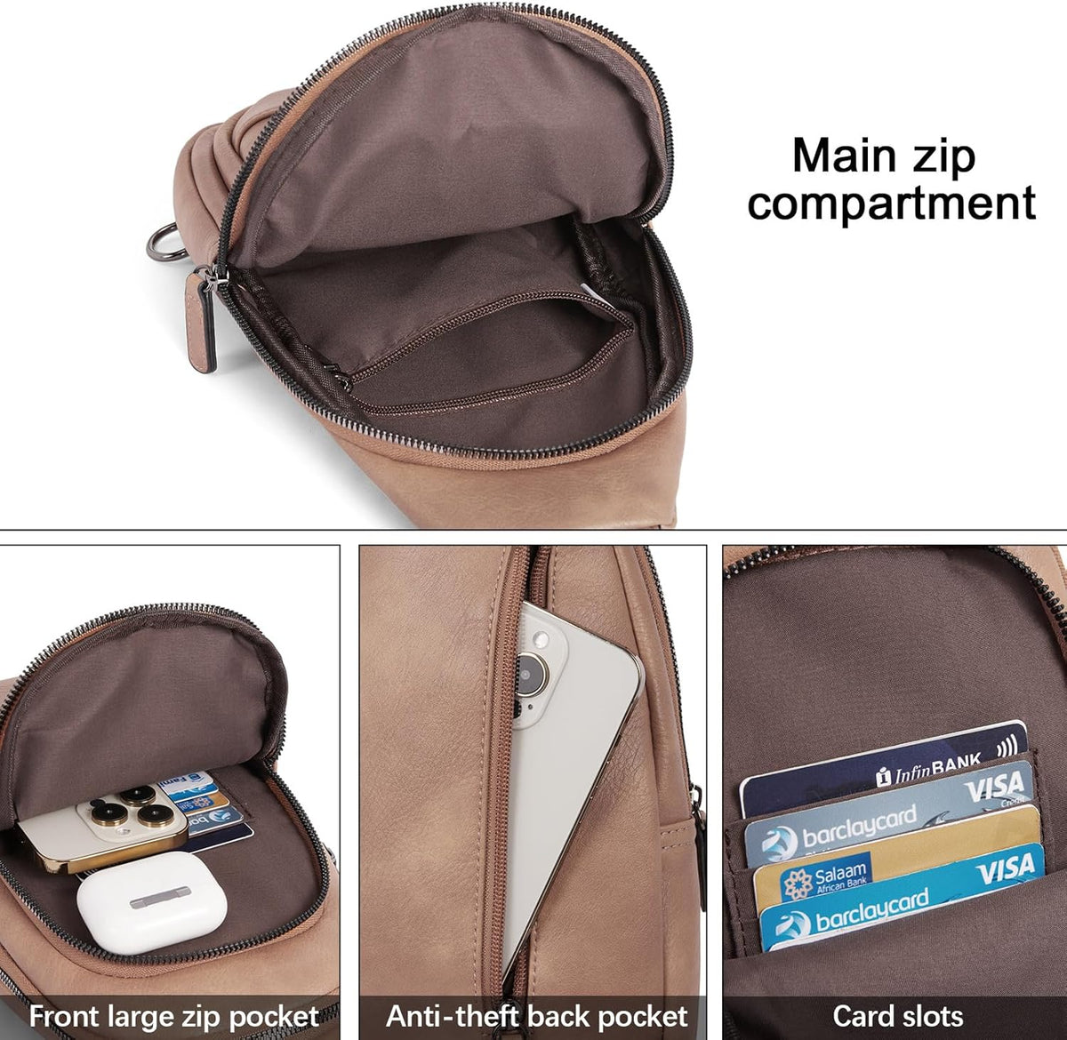 Crossbody Bags for Women Men,Leather Sling Bag Cross Body Backpack for Woman Gifts for Women Birthday Unique