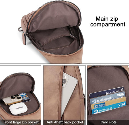 Crossbody Bags for Women Men,Leather Sling Bag Cross Body Backpack for Woman Gifts for Women Birthday Unique