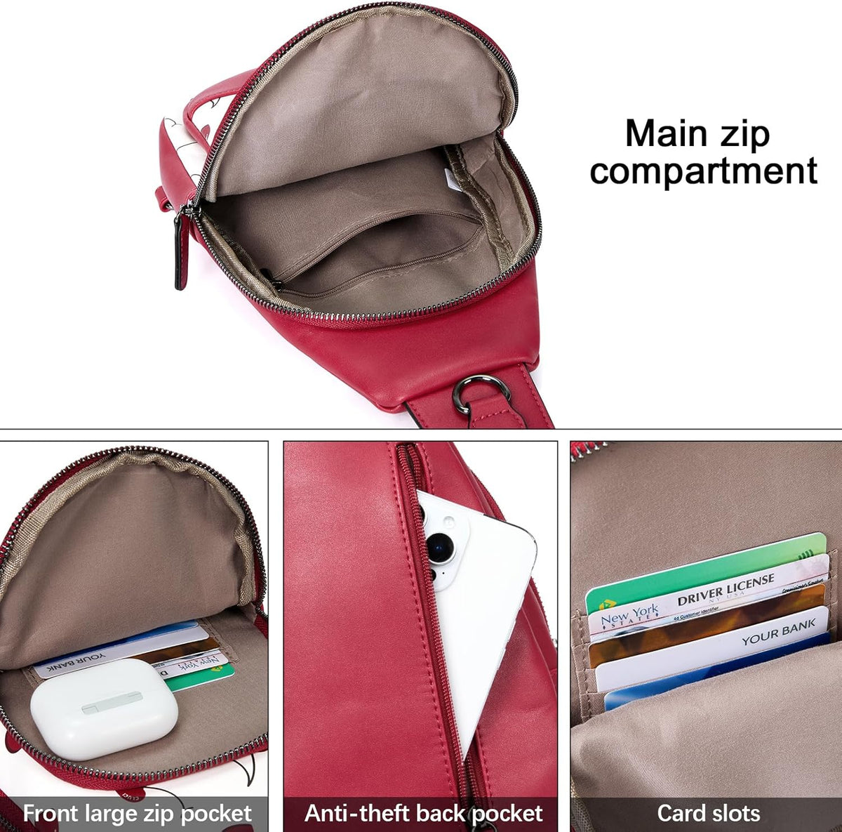 Crossbody Bags for Women Men,Leather Sling Bag Cross Body Backpack for Woman Gifts for Women Birthday Unique