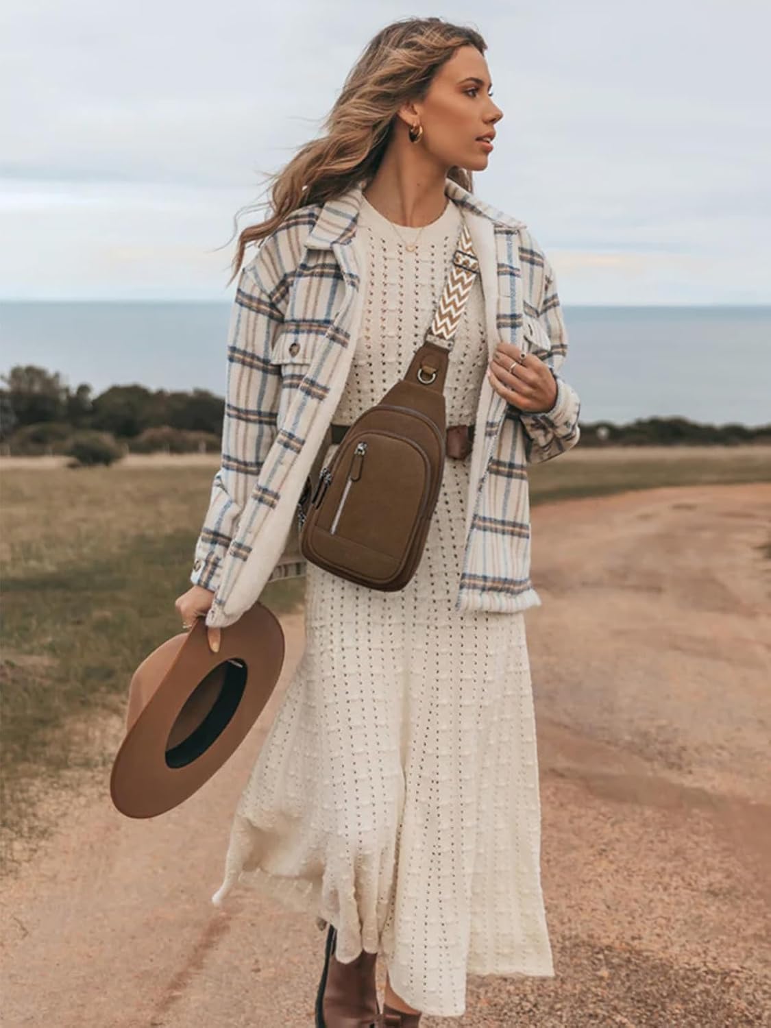 Crossbody Bags for Women Men,Leather Sling Bag Cross Body Backpack for Woman Gifts for Women Birthday Unique