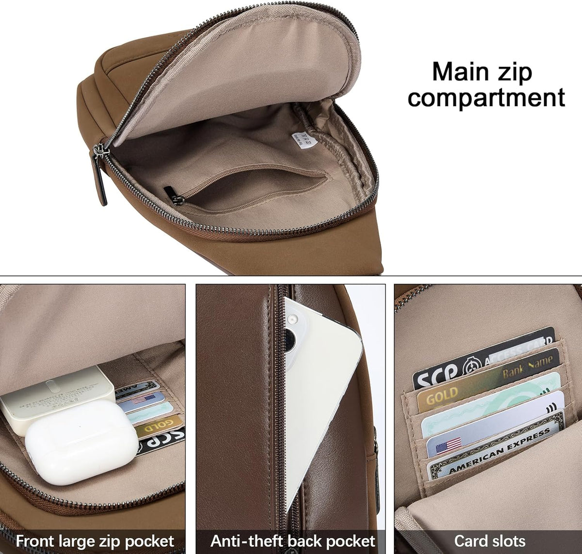 Crossbody Bags for Women Men,Leather Sling Bag Cross Body Backpack for Woman Gifts for Women Birthday Unique