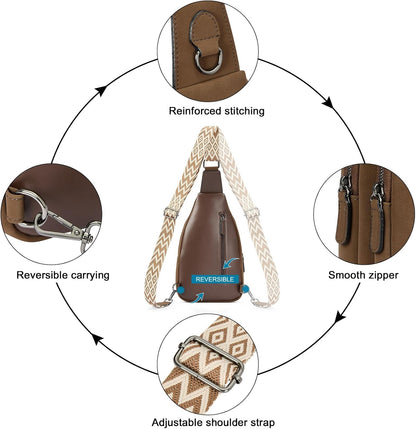 Crossbody Bags for Women Men,Leather Sling Bag Cross Body Backpack for Woman Gifts for Women Birthday Unique