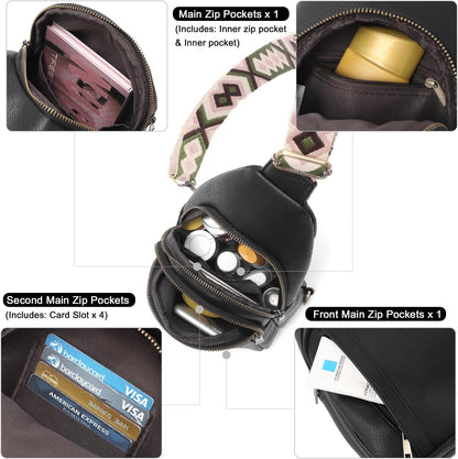 Crossbody Bags for Women Men,Leather Sling Bag Cross Body Backpack for Woman Gifts for Women Birthday Unique