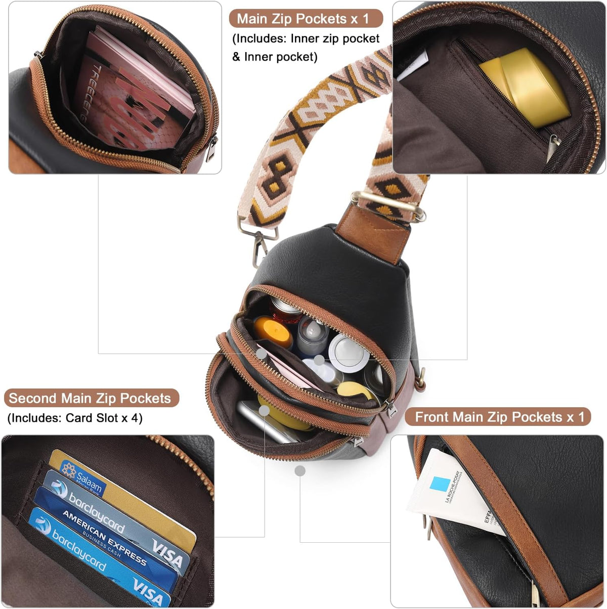 Crossbody Bags for Women Men,Leather Sling Bag Cross Body Backpack for Woman Gifts for Women Birthday Unique