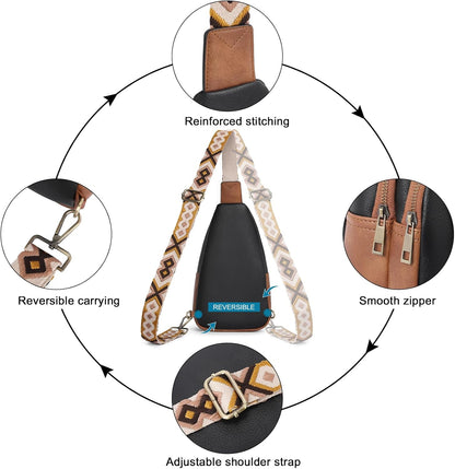 Crossbody Bags for Women Men,Leather Sling Bag Cross Body Backpack for Woman Gifts for Women Birthday Unique