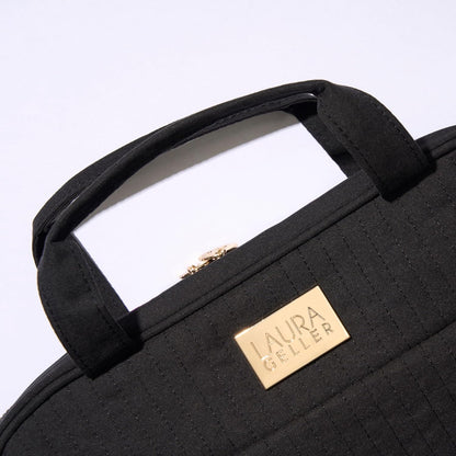 NEW YORK Quilted Folding Travel Makeup Bag, Black - Hanging Toiletry Bag Organizer for Travel - Large Capacity Full Size Makeup Bag - Easy to Clean