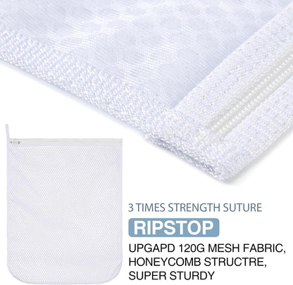 Honeycomb Mesh Laundry Bags 4 Pack (2L+2M), Durable Washing Bags with Auto-Lock Zippers, Heavy Duty Mesh Wash Bags for Delicates, Lingerie, Bra, Sock, Travel Storage Organizer