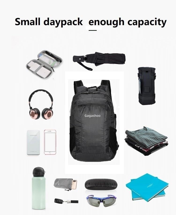 Ultra Foldable Hiking Daypack，Packable Backpack Travel, Gray | Small Lightweight Collapsible Back Pack for Women Men ,Skin Casual Camping Cycling Outdoor Day Bags Useful,Wear-Resistant