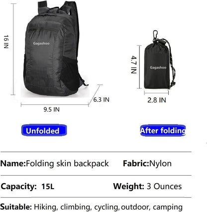 Ultra Foldable Hiking Daypack，Packable Backpack Travel, Gray | Small Lightweight Collapsible Back Pack for Women Men ,Skin Casual Camping Cycling Outdoor Day Bags Useful,Wear-Resistant