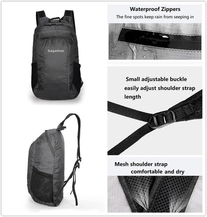 Ultra Foldable Hiking Daypack，Packable Backpack Travel, Gray | Small Lightweight Collapsible Back Pack for Women Men ,Skin Casual Camping Cycling Outdoor Day Bags Useful,Wear-Resistant