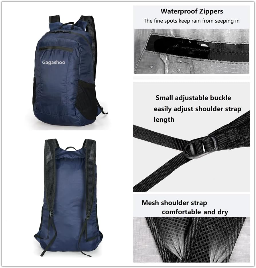 Ultra Foldable Hiking Daypack，Packable Backpack Travel, Gray | Small Lightweight Collapsible Back Pack for Women Men ,Skin Casual Camping Cycling Outdoor Day Bags Useful,Wear-Resistant