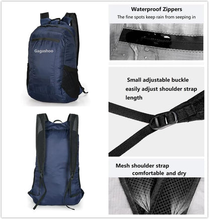 Ultra Foldable Hiking Daypack，Packable Backpack Travel, Gray | Small Lightweight Collapsible Back Pack for Women Men ,Skin Casual Camping Cycling Outdoor Day Bags Useful,Wear-Resistant