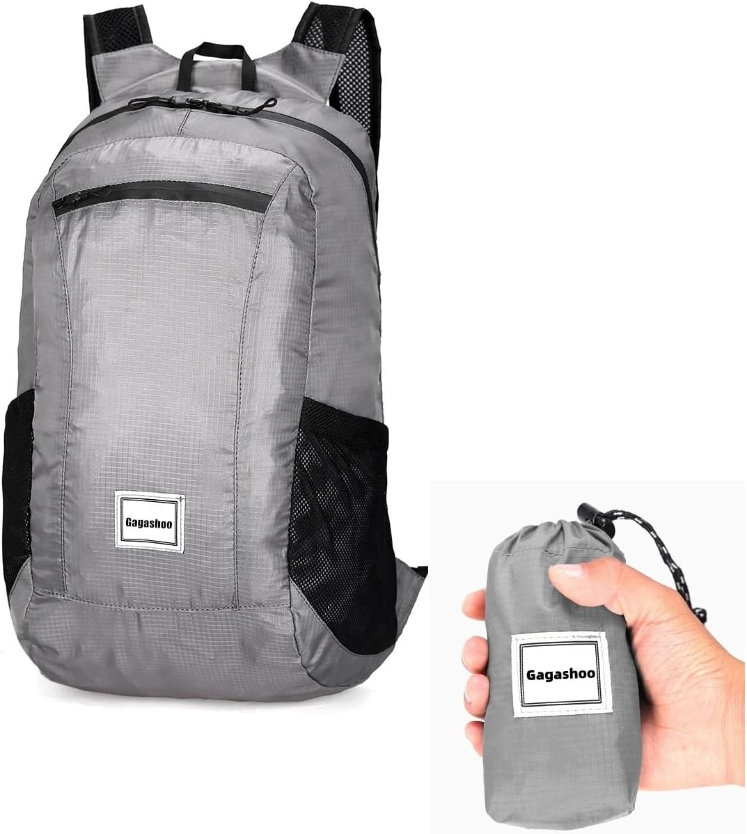 Ultra Foldable Hiking Daypack，Packable Backpack Travel, Gray | Small Lightweight Collapsible Back Pack for Women Men ,Skin Casual Camping Cycling Outdoor Day Bags Useful,Wear-Resistant