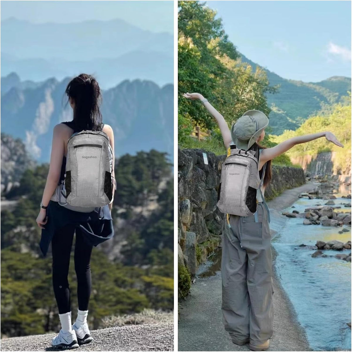 Ultra Foldable Hiking Daypack，Packable Backpack Travel, Gray | Small Lightweight Collapsible Back Pack for Women Men ,Skin Casual Camping Cycling Outdoor Day Bags Useful,Wear-Resistant