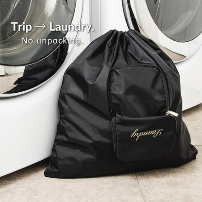 Wear Me Wash Me Travel Laundry Bag - 2-Sided Clean and Dirty Clothes Organizer Pouch for Suitcase, Carry-On and Trips