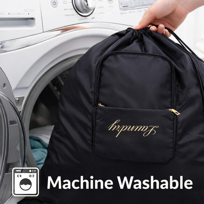 Wear Me Wash Me Travel Laundry Bag - 2-Sided Clean and Dirty Clothes Organizer Pouch for Suitcase, Carry-On and Trips