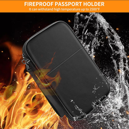 2500℉ Fireproof Family Passport Holder Upgraded Material | RFID Blocking Travel Passport Wallet with 2 Pockets,Travel Document Organizer Case for Passport,Card and Money